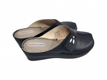 Saboti dama piele cu talpa ortopedica 6014-negru [2]