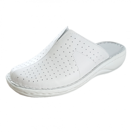 Saboti  Dama din piele hand made - Saboti dama piele naturala 3060-alb