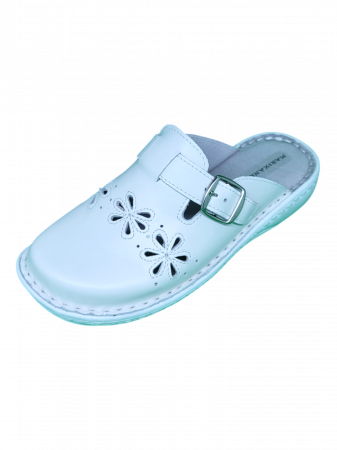 Saboti  Dama din piele hand made - Saboti dama piele naturala 7015-alb