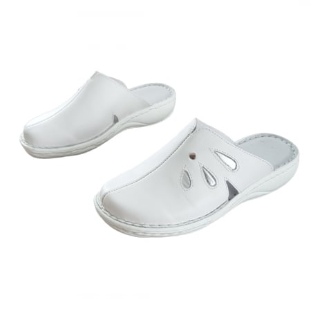 Saboti  Dama din piele hand made - Saboti dama piele naturala 7130-alb