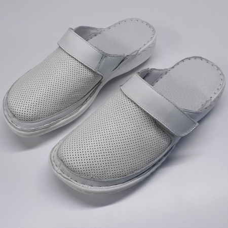 Saboti  Dama din piele hand made - Saboti albi dama piele