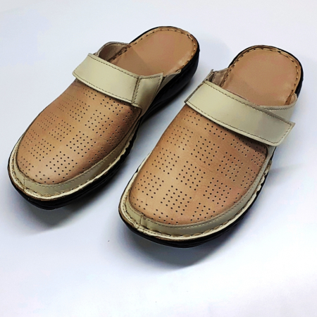 Saboti  Dama din piele hand made - Saboti dama piele bej