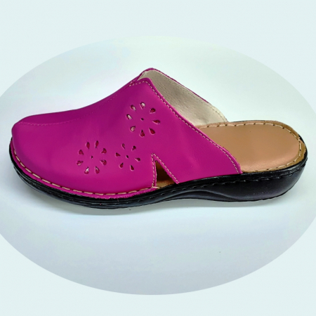 Saboti  Dama din piele hand made - saboti dama piele inchisi in fata roz