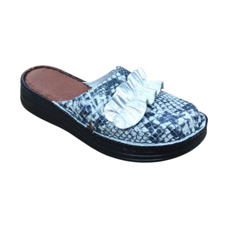 Saboti  Dama din piele hand made - Saboti femei piele 4500 piton gri