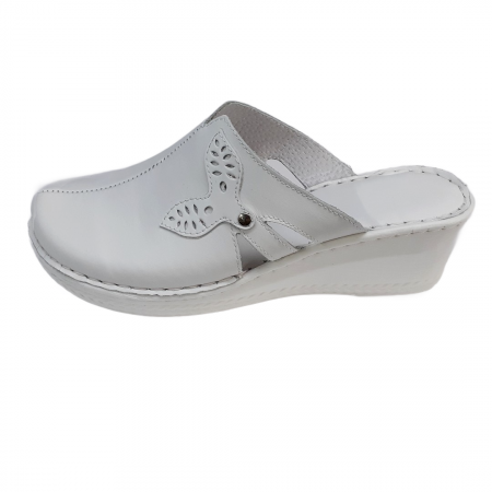 Saboti femei piele cu talpa ortopedica 5013-alb [0]