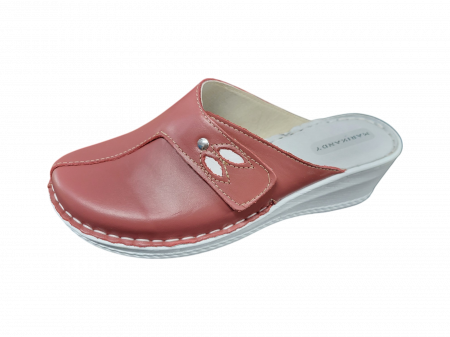 Saboti  Dama din piele hand made - Saboti femei piele cu talpa ortopedica 6014-plamaniu