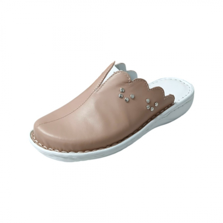 Saboti  Dama din piele hand made - Saboti femei piele naturala 3062 pudra