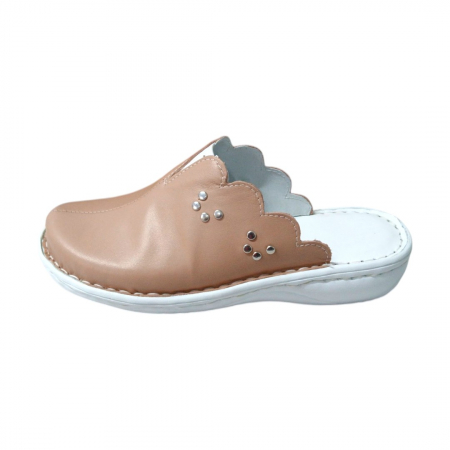 Saboti femei piele naturala 3062 pudra [1]