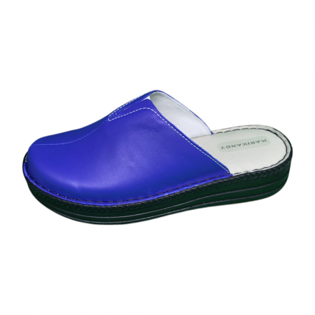 Saboti  Dama din piele hand made - Saboti femei piele naturala 4006 albastru