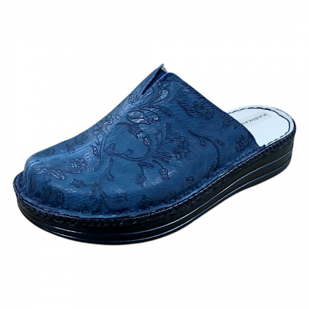 Saboti  Dama din piele hand made - Saboti femei piele naturala 4006 albastru gravat