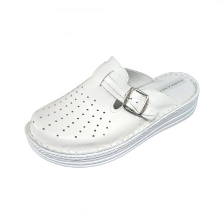 Saboti  Dama din piele - Saboti femei piele naturala 4010 alb