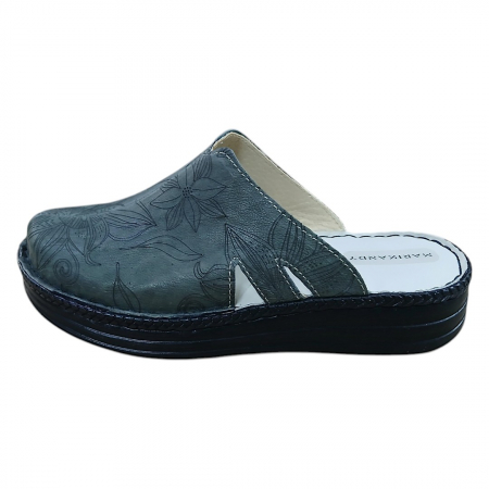 Saboti femei piele naturala 4013 verde gravat [1]