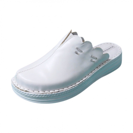 Saboti  Dama din piele - Saboti femei piele naturala 4061 alb