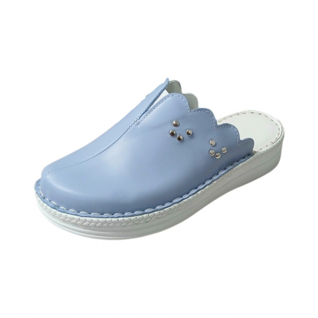 Saboti  Dama din piele hand made - Saboti femei piele naturala 4062 azur