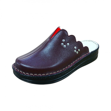 Saboti  Dama din piele hand made - Saboti femei piele naturala 4062 bordo