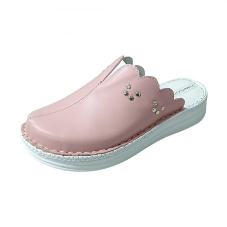 Saboti  Dama din piele hand made - Saboti femei piele naturala 4062 fard