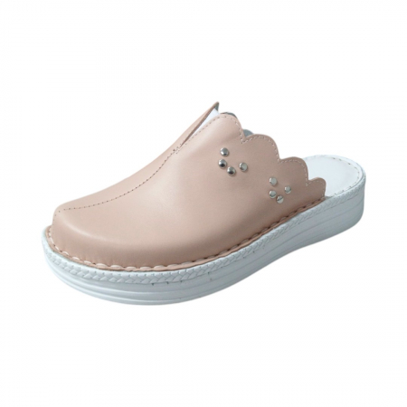 Saboti  Dama din piele hand made - Saboti femei piele naturala 4062 nud