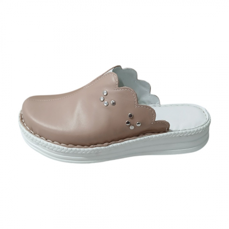 Saboti femei piele naturala 4062 pudra [1]