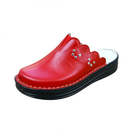 Saboti  Dama din piele hand made - Saboti femei piele naturala 4062 rosu