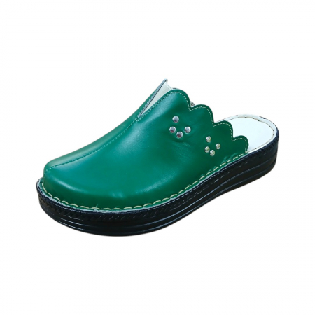 Saboti  Dama din piele hand made - Saboti femei piele naturala 4062 verde