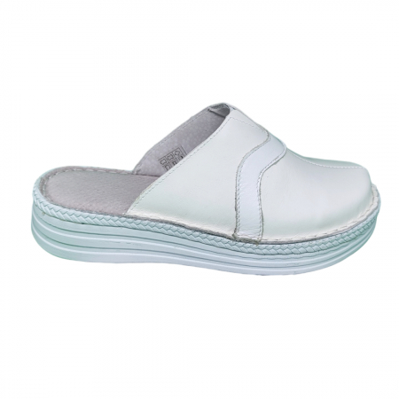 Saboti  Dama din piele hand made - Saboti femei piele naturala 4306 alb
