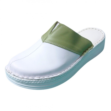 Saboti  Dama din piele hand made - Saboti femei piele naturala 4400 fistic