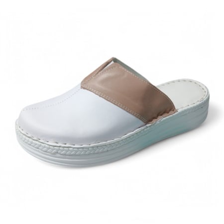 Saboti  Dama din piele hand made - Saboti femei piele naturala 4400 pudra