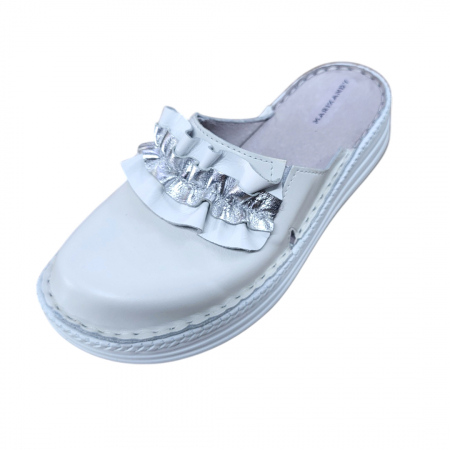 Saboti  Dama din piele hand made - Saboti femei piele naturala 4500 alb