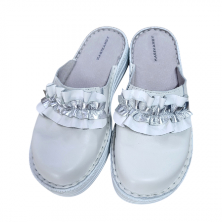 Saboti femei piele naturala 4500 alb [1]