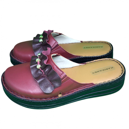 Saboti  Dama din piele hand made - Saboti femei piele naturala 4505 bordo