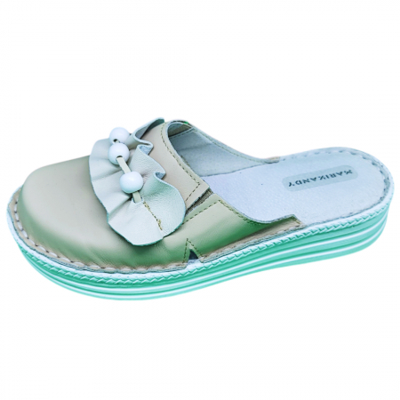 Saboti  Dama din piele hand made - Saboti femei piele naturala 4505 crem