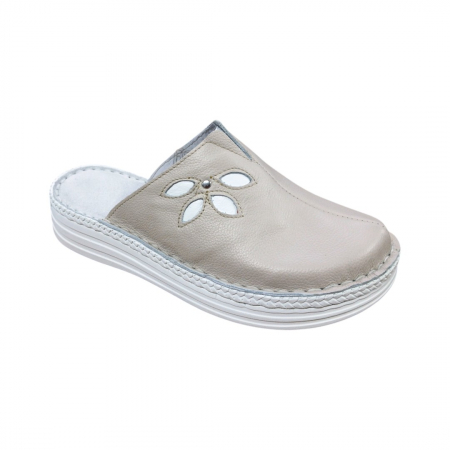 Saboti  Dama din piele - Saboti femei piele naturala 4610 crem