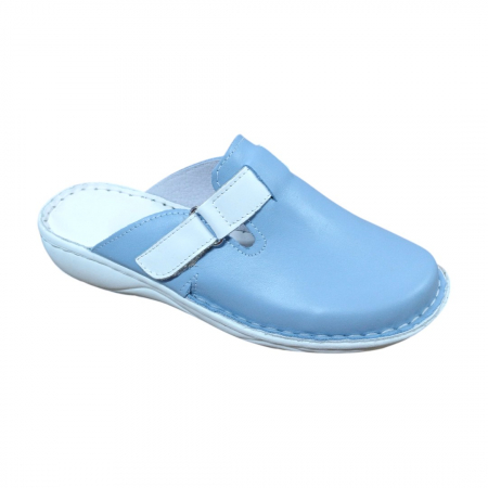 Saboti  Dama din piele hand made - Saboti femei piele naturala 7000 azur