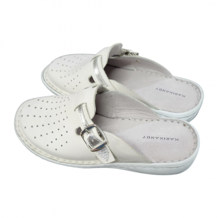 Saboti femei piele naturala 7008 alb-argintiu [1]