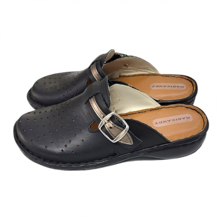 Saboti femei piele naturala 7008 negru-argintiu [1]