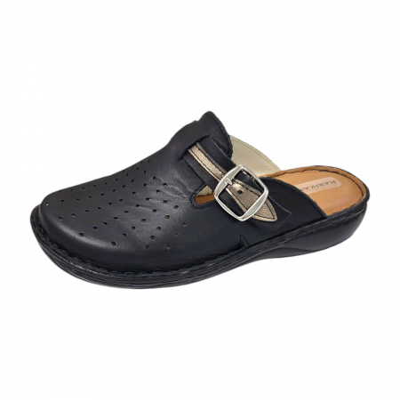 Saboti  Dama din piele hand made - Saboti femei piele naturala 7008 negru-argintiu