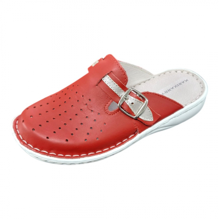 Saboti  Dama din piele hand made - Saboti femei piele naturala 7008 rosu