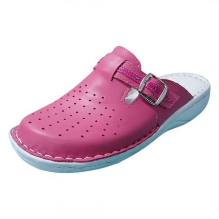 Saboti  Dama din piele hand made - Saboti femei piele naturala 7008 roz