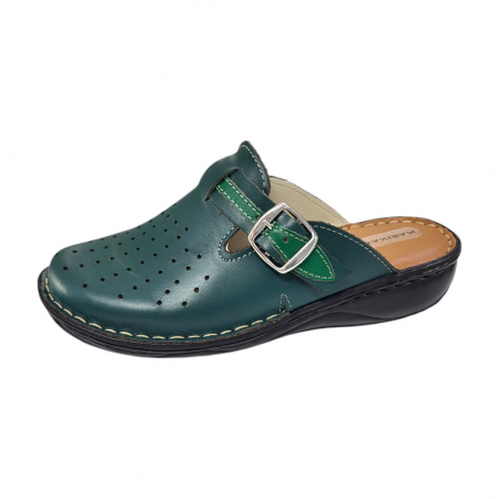 Saboti  Dama din piele hand made - Saboti femei piele naturala 7008 verde