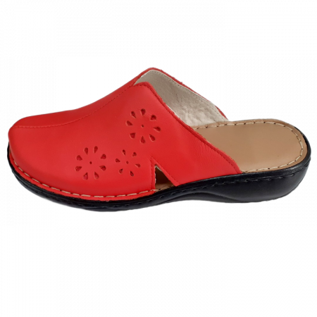 Saboti  Dama din piele hand made - Saboti femei piele naturala 7013-rosu