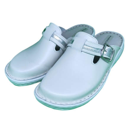 Saboti femei piele naturala 7080 alb argintiu [2]