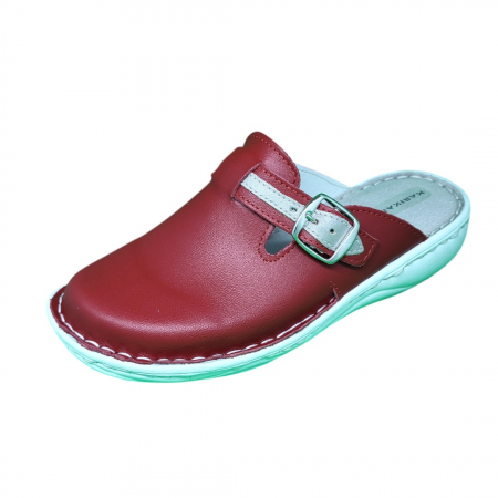 Saboti  Dama din piele hand made - Saboti femei piele naturala 7080 rosu