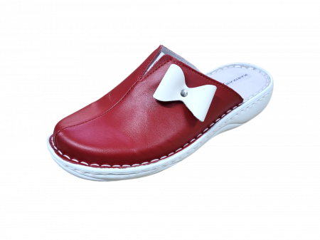 Saboti  Dama din piele hand made - Saboti femei piele naturala 7300-rosu