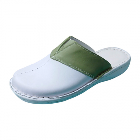 Saboti  Dama din piele hand made - Saboti femei piele naturala 7400 fistic