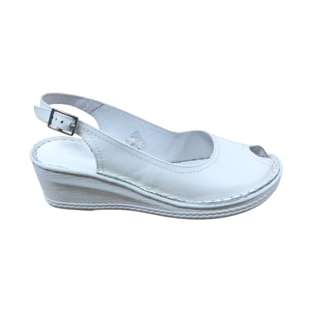 Sandale Femei din Piele Naturală Albă-Vârf Decupat [1]