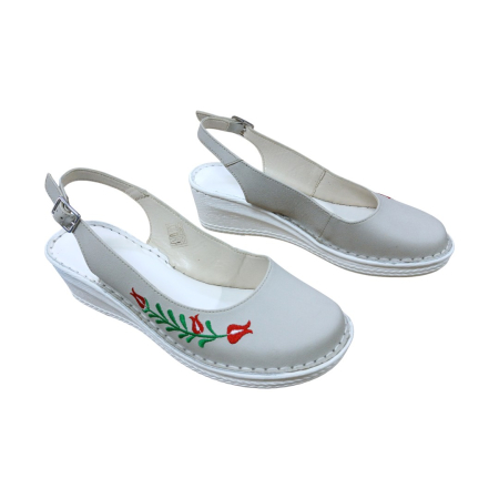 Sandale femei piele naturala crem cu broderie [2]