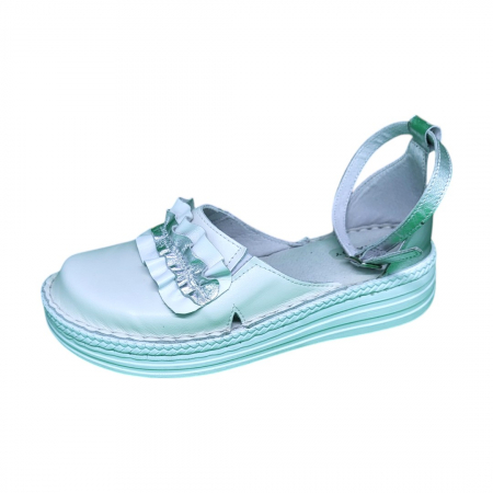 Pantofi dama din piele naturala - Sandale femei piele naturala Fanny duo alb