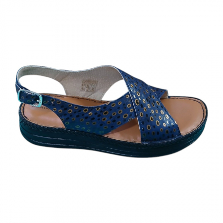 Sandale femei piele naturala Niky blu gravat [1]