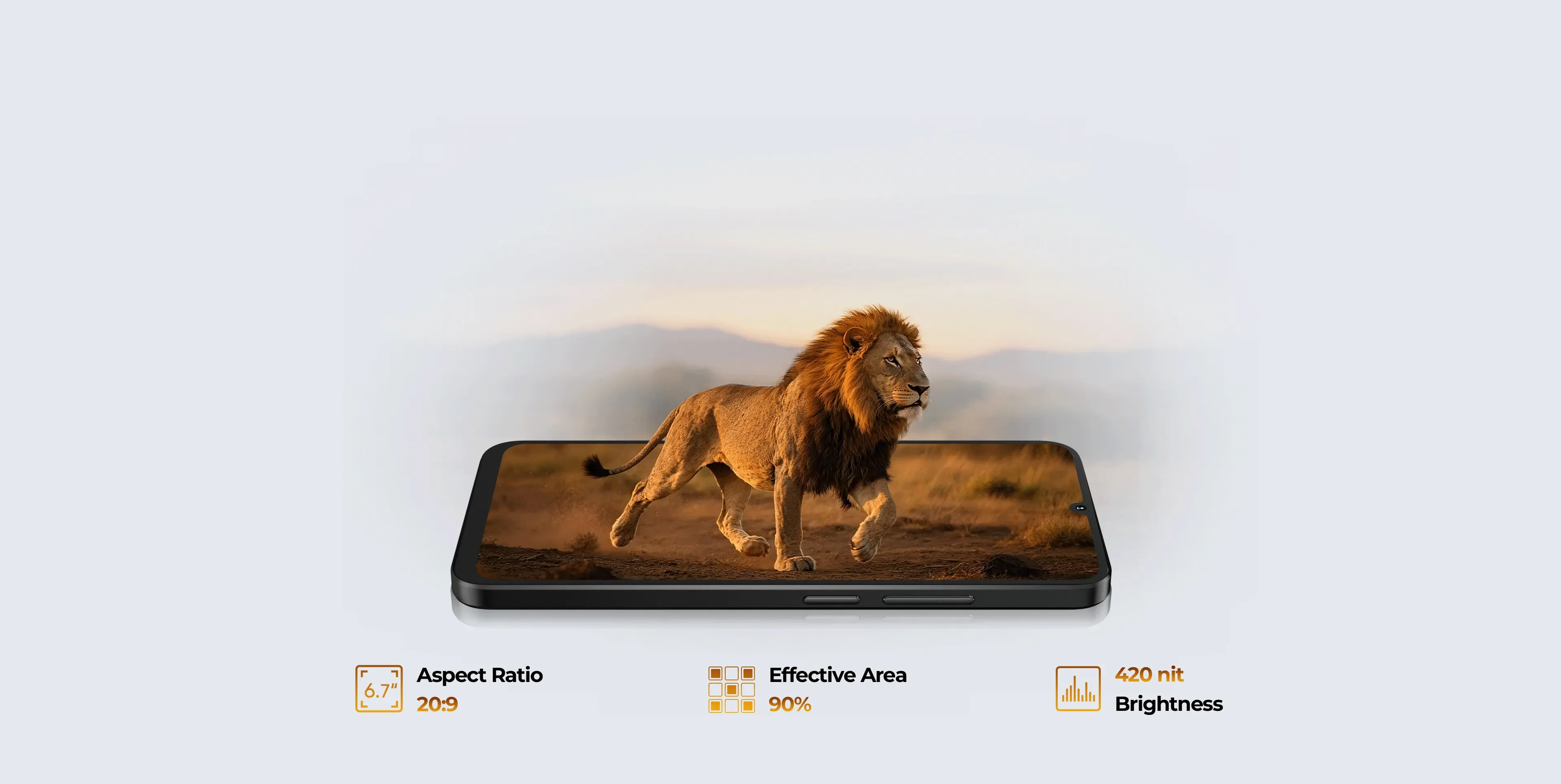 Un leu care iese din ecranul unui smartphone Hotwav