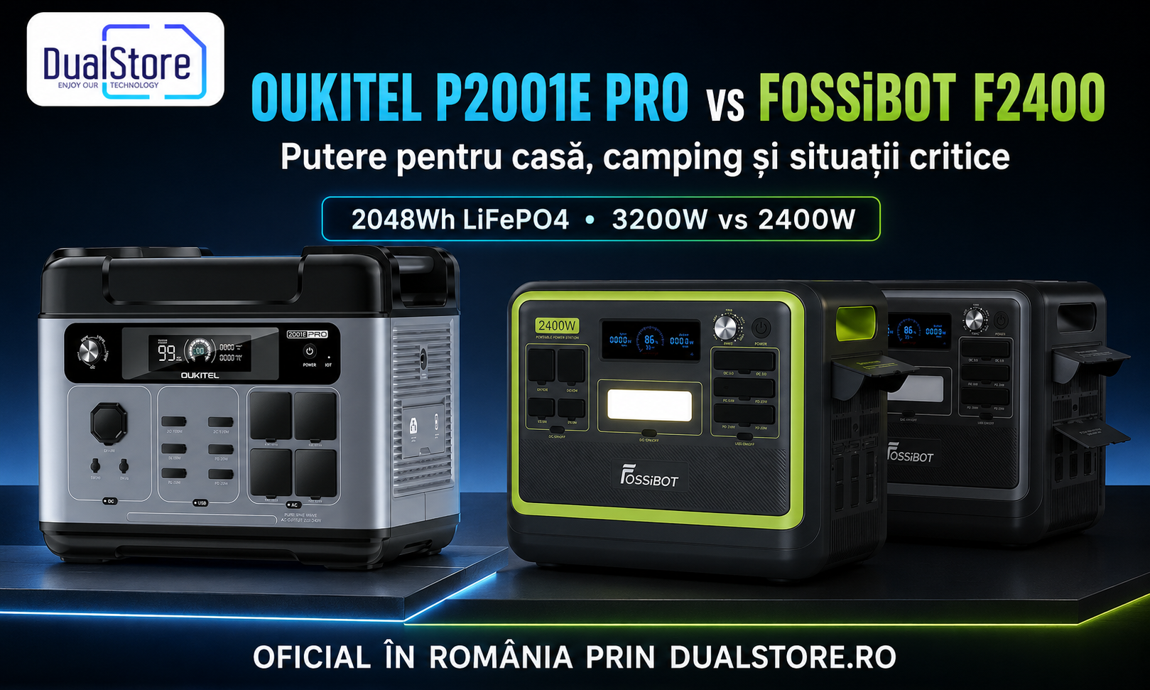 Ai rămas fără curent sau pleci în drumeție? Ce stație portabilă alegi: OUKITEL P2001E Pro sau FOSSiBOT F2400?